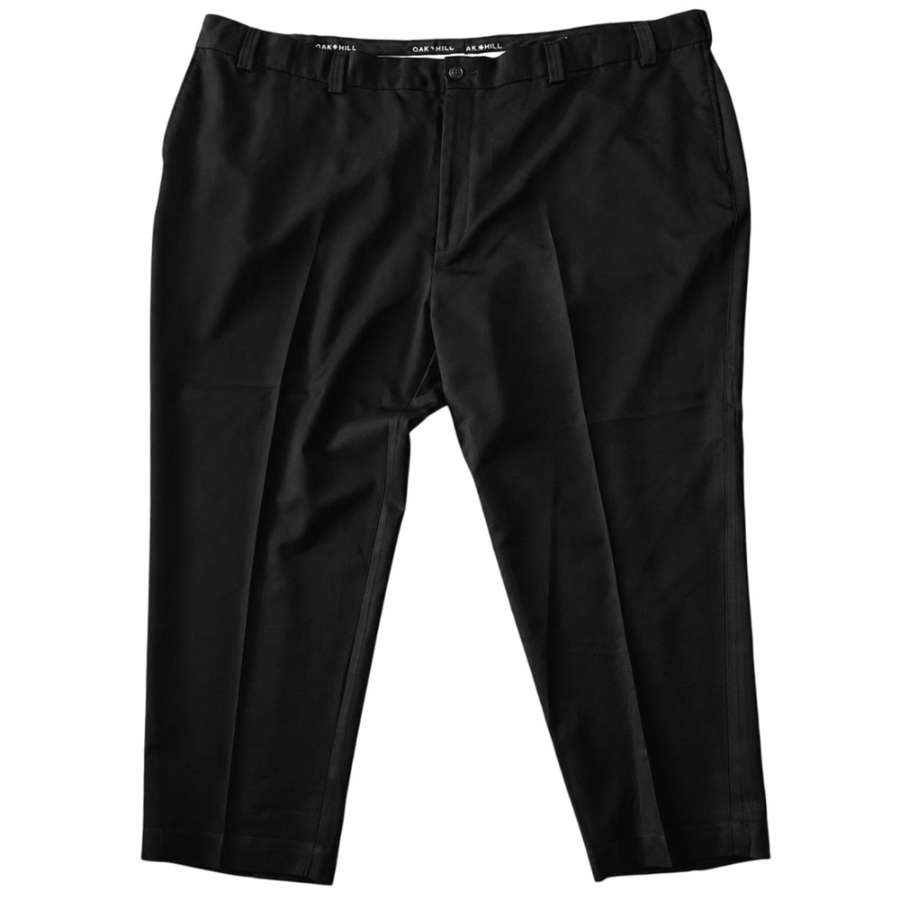 Oak Hill DXL Mens 54x28 Big and Tall Solid Black Performance Dress Pants Slacks